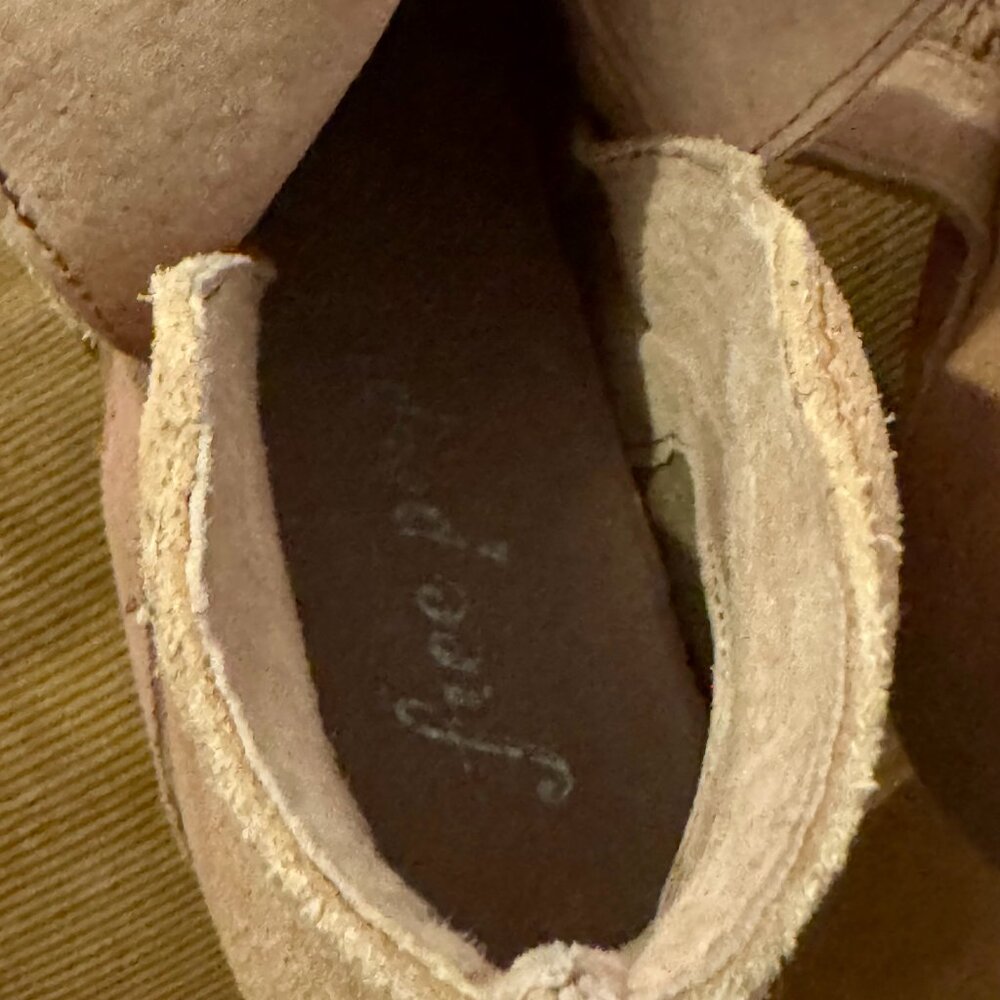 Free People Tan Suede Woven Ankle Booties - Picture 12 of 14